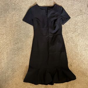 Banana Republic size 6 black pencil dress with flared ruffle skirt